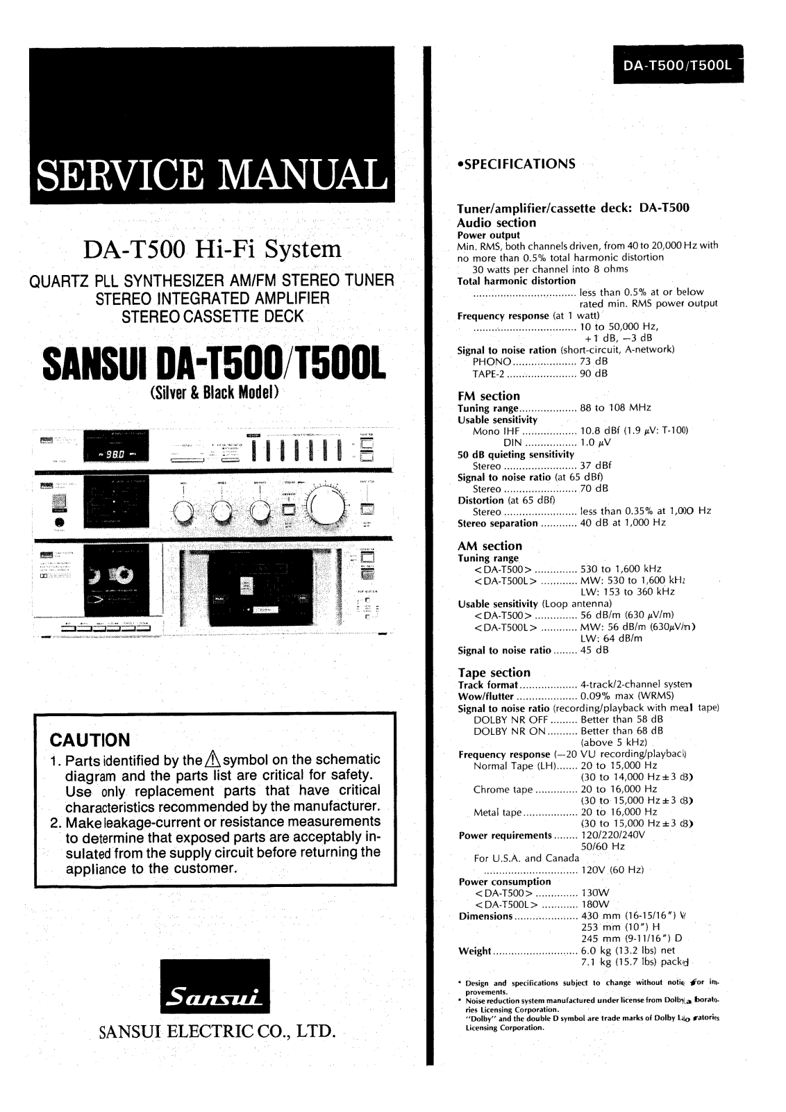 Sansui DAT-500, DAT-500-L Service manual