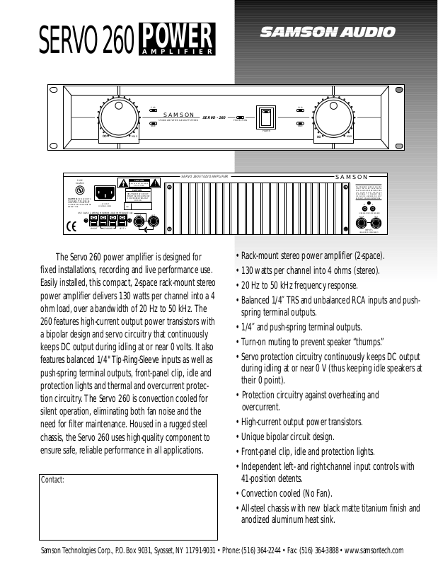 Samson Servo 260 User Manual