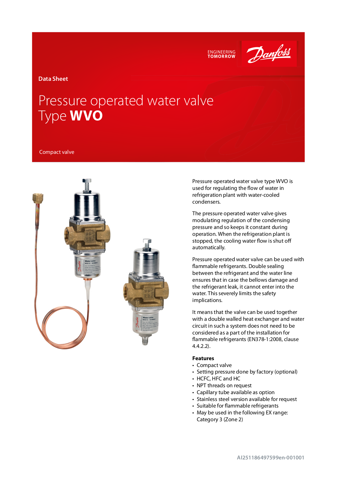 Danfoss WVO 10 LF, WVO, WVO 10, WVO 20, WVO 15 Data sheet