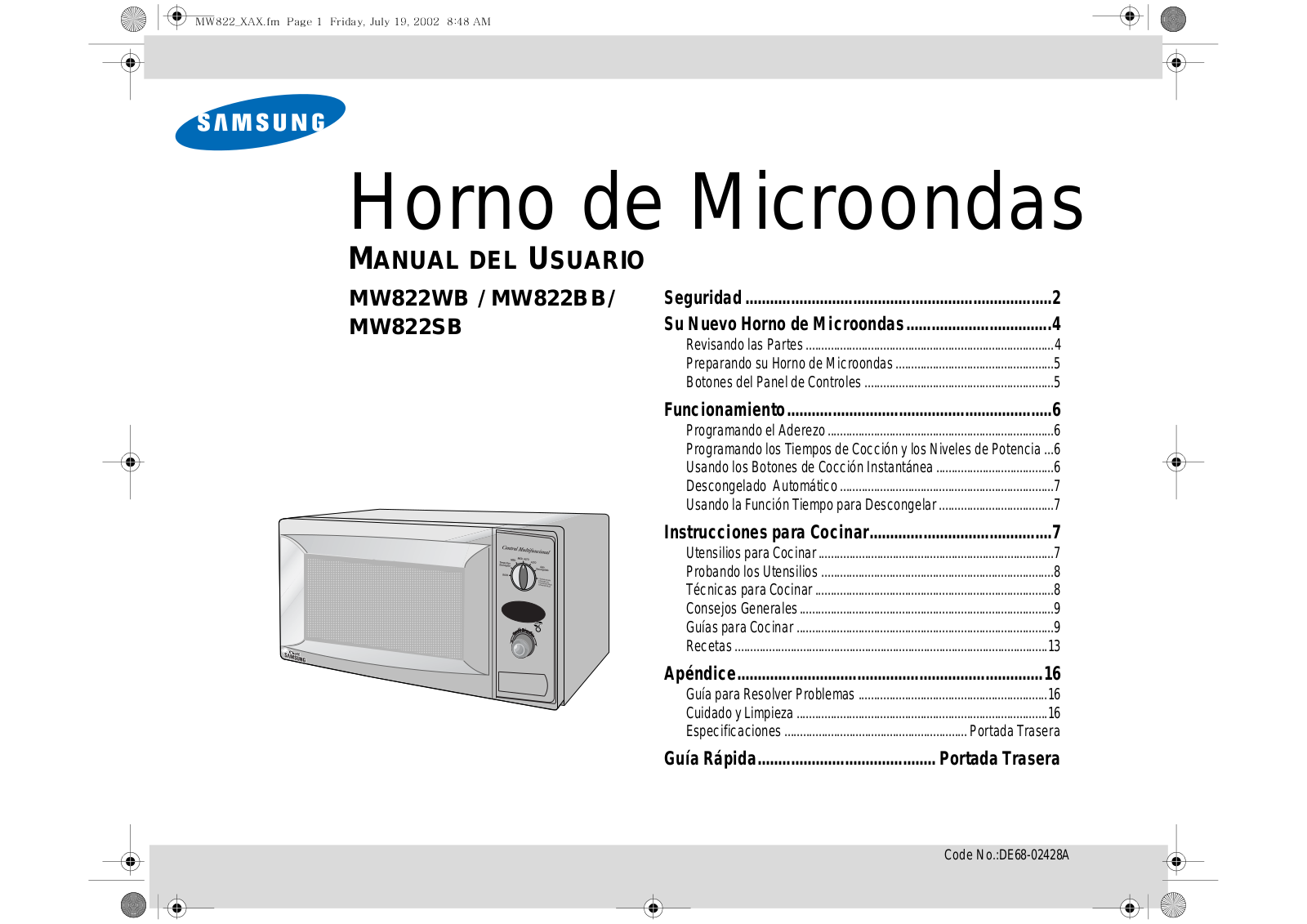 Samsung MW822WB User Manual