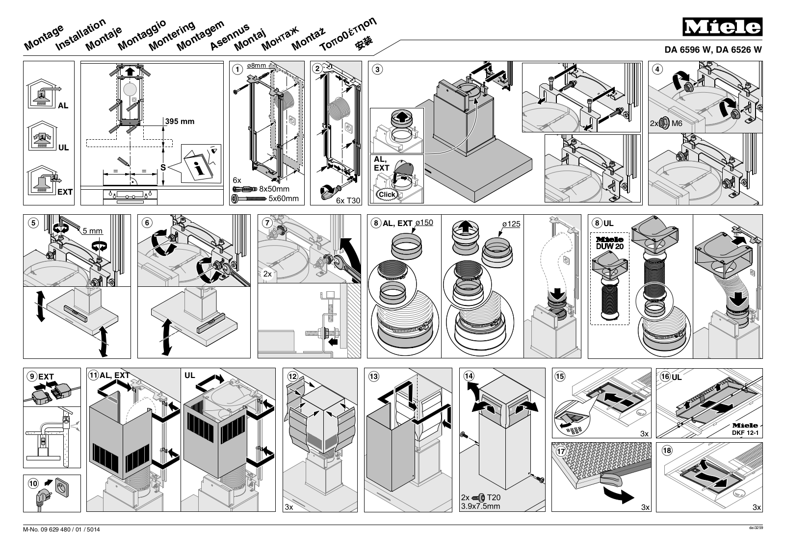 Miele DA 6596 W DA 6526 W assembly instruction