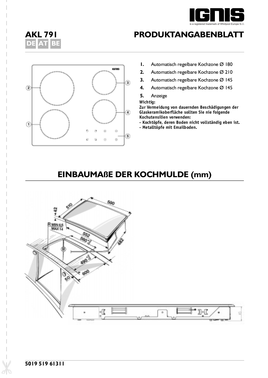 Whirlpool TGE 5400 SW, AKL 791/NE/01 INSTRUCTION FOR USE