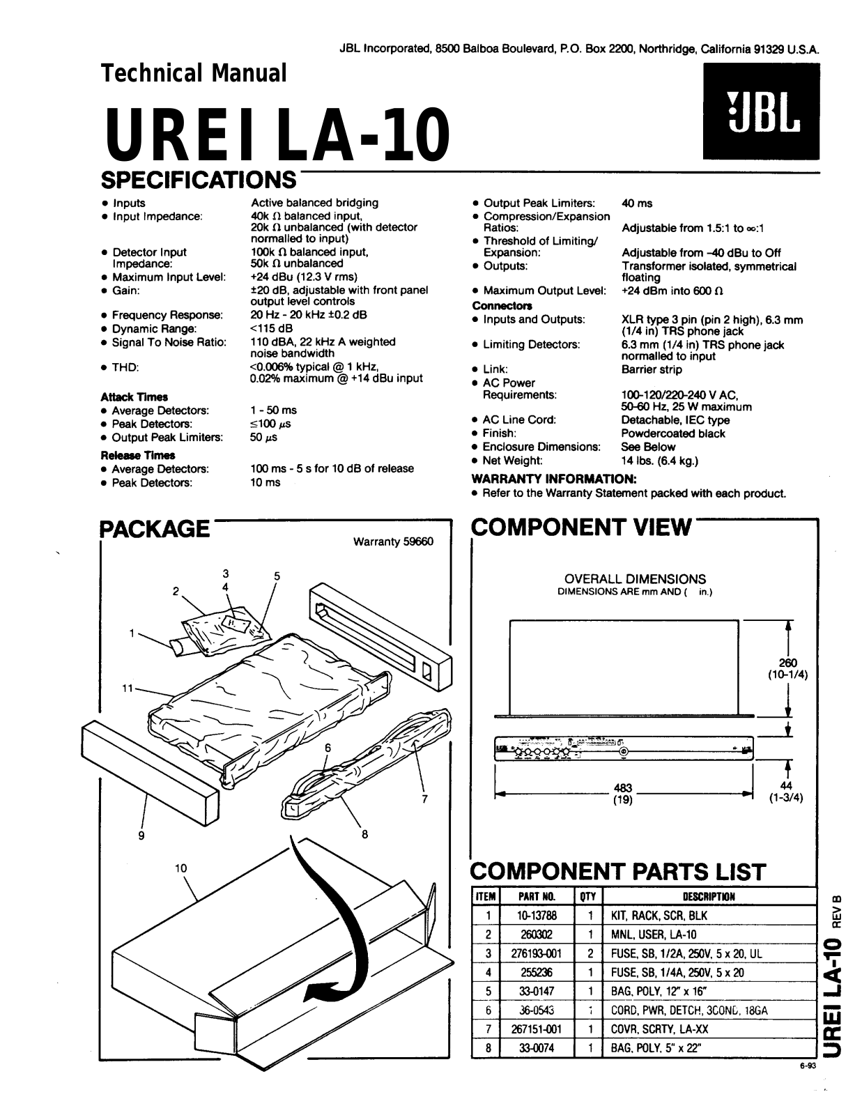 Urei LA10 Technical Manual - ManualMachine.com
