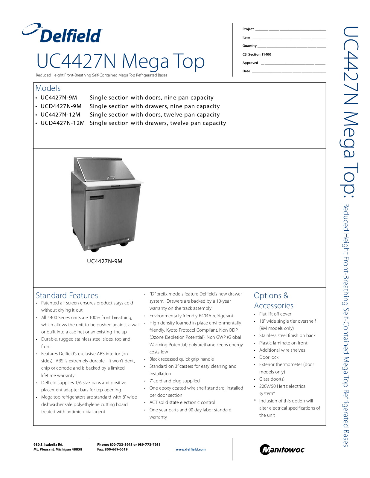 Delfield UC4427N-9M General Manual