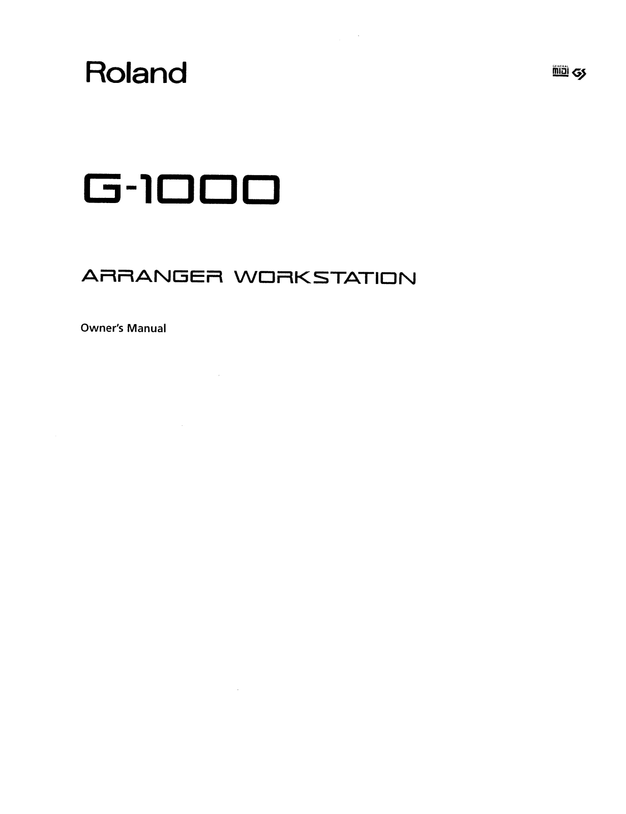 Roland Corporation G-1000 Owner's Manual