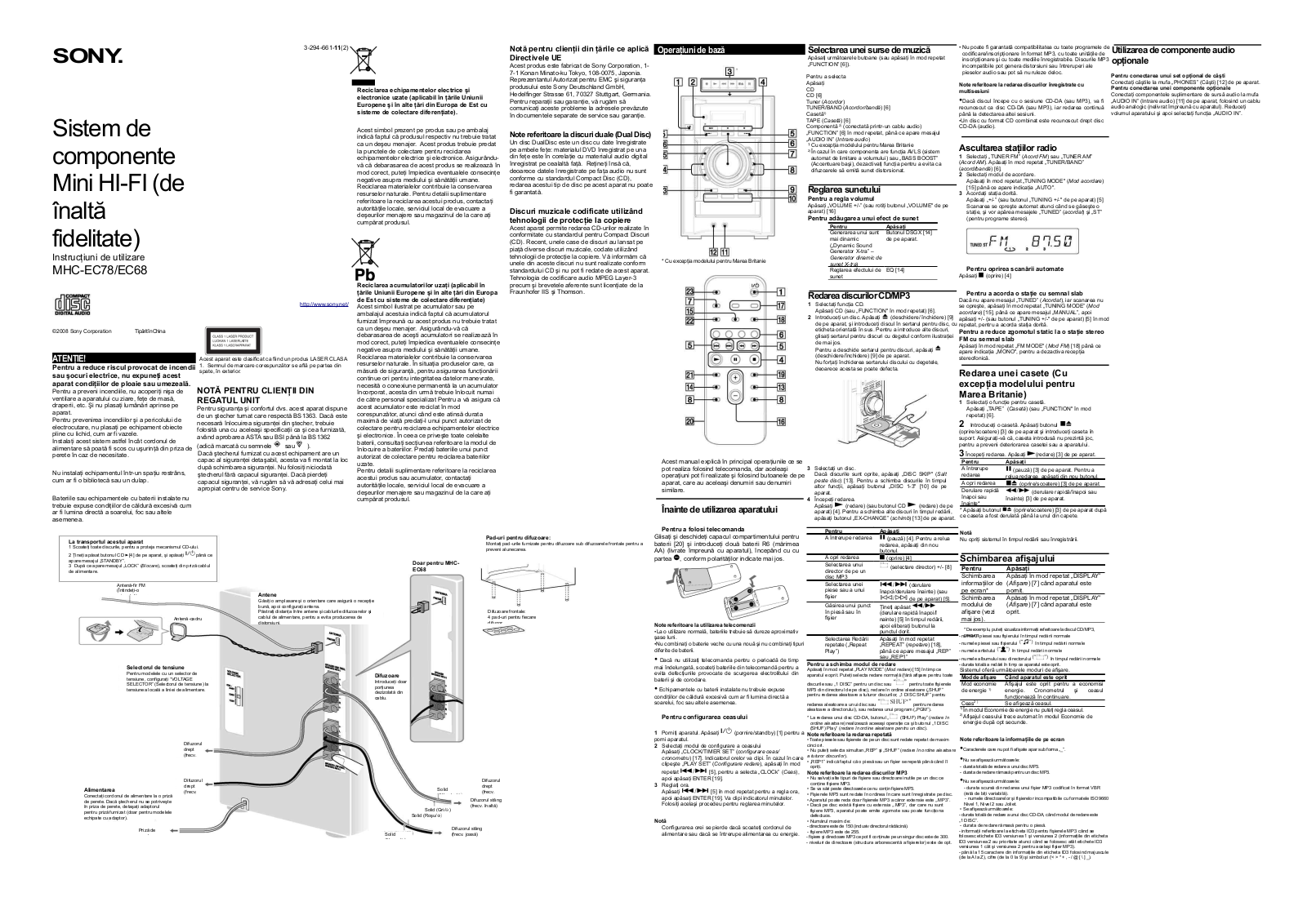 Sony MHC-EC68, MHC-EC78 User Manual