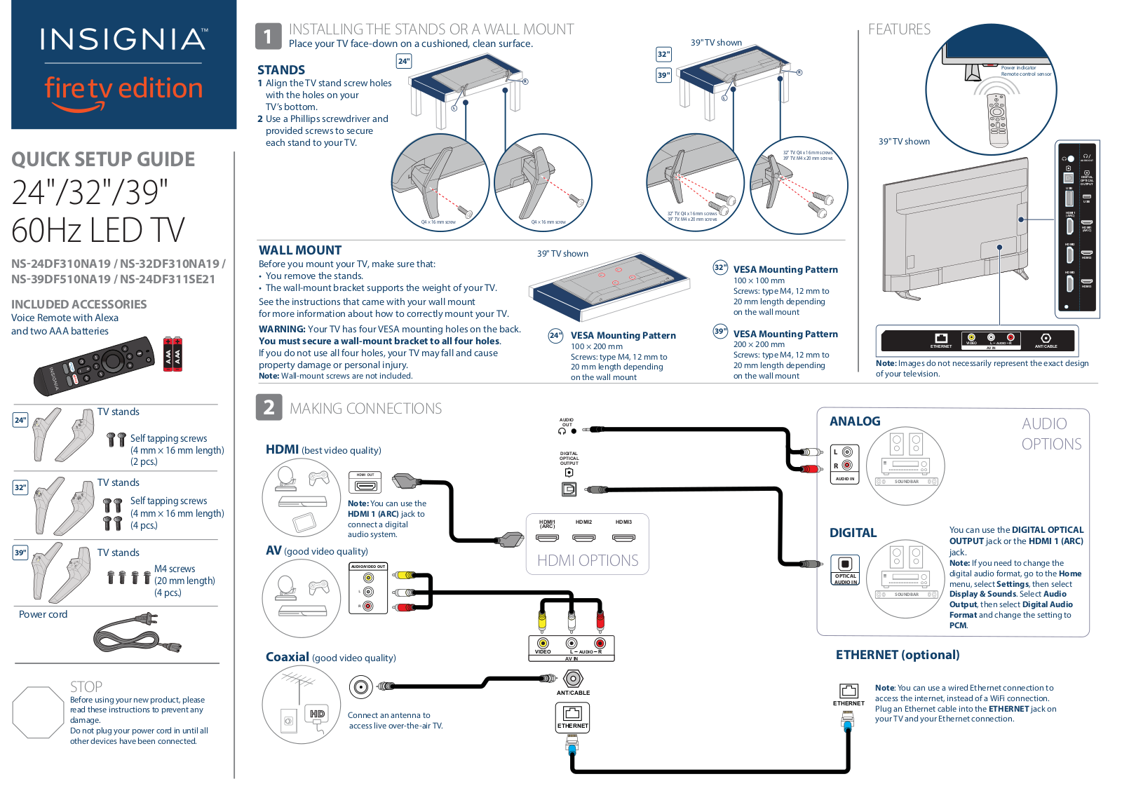 INSIGNIA NS-24DF310NA19 QUICK SETUP GUIDE