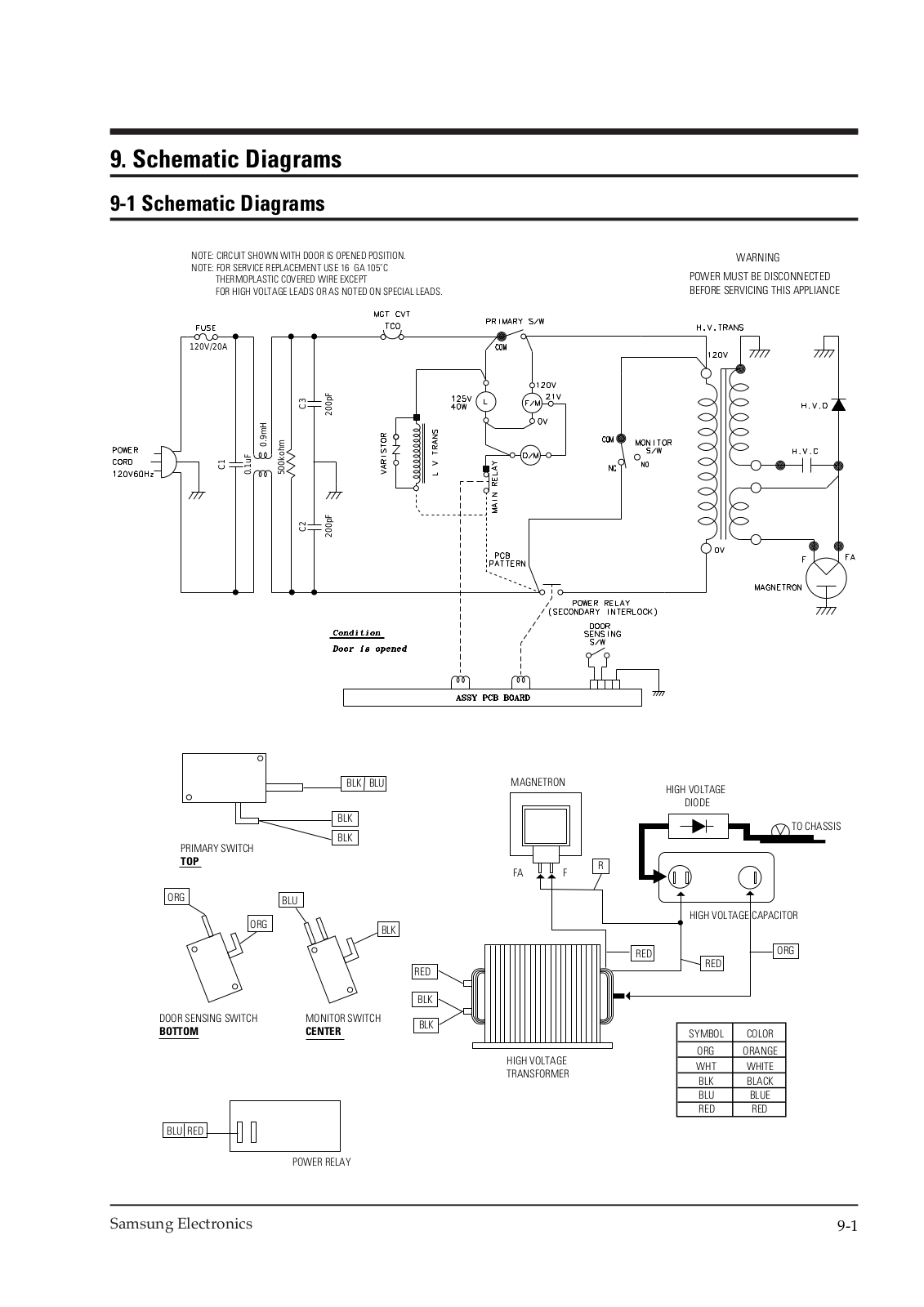 Samsung MW5592W, MW5592W-XAC Schematics Diagram