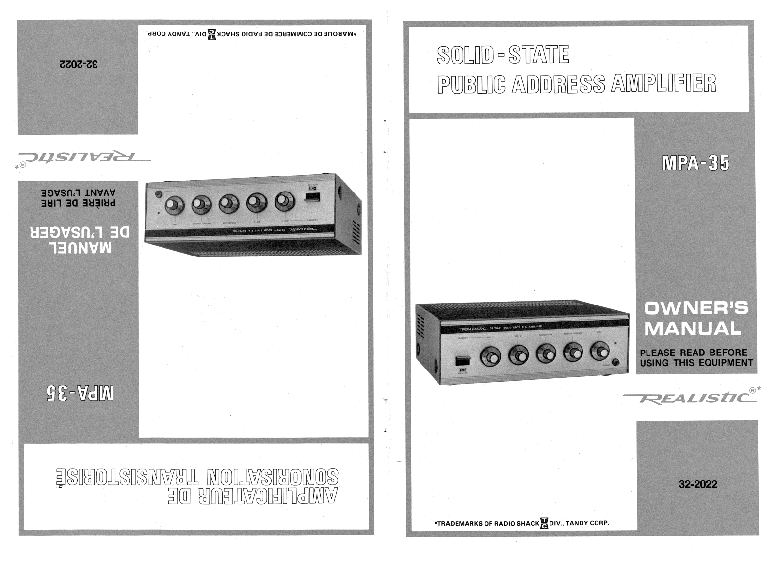 Realistic MPA-35 Owners manual