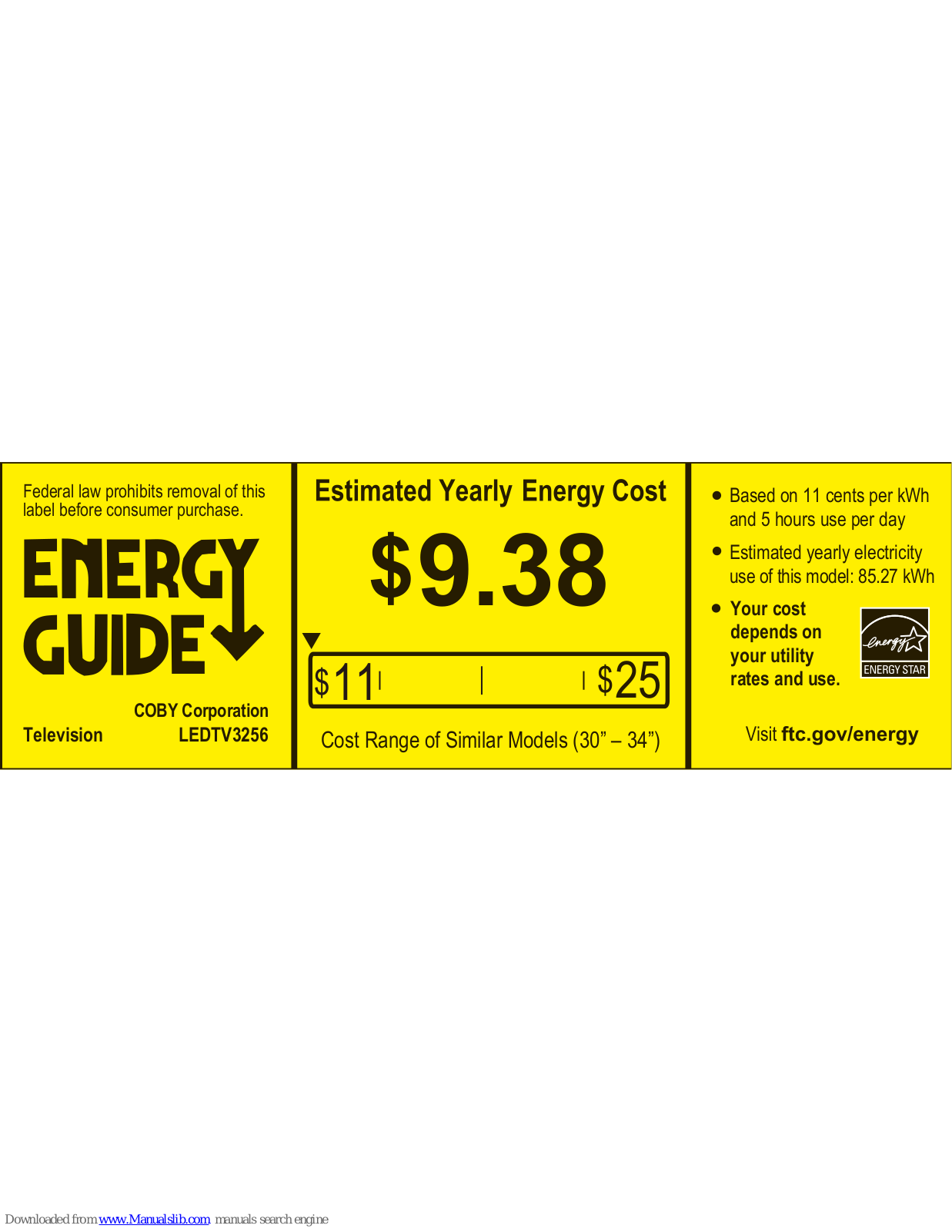 Coby LEDTV3256 Energy Manual