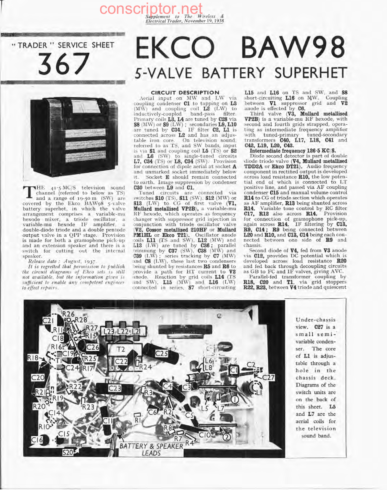 EKCO BAW98 Service manual