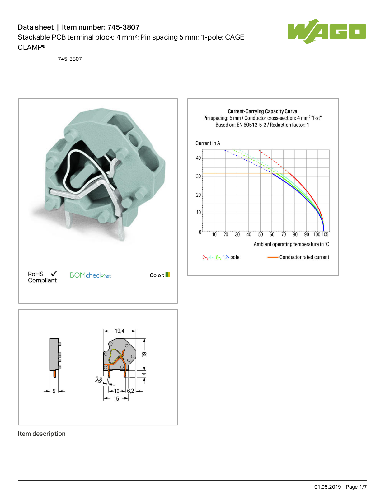 Wago 745-3807 Data Sheet