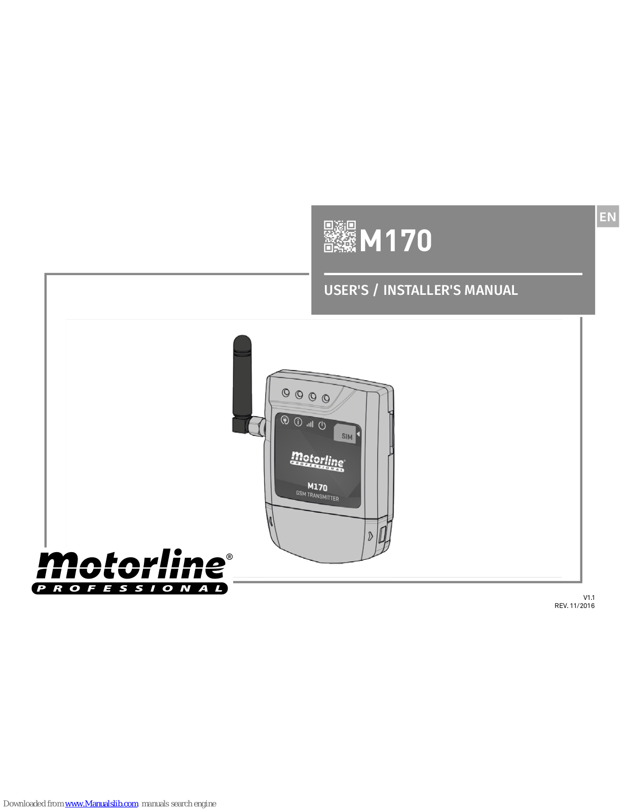 Motorline professional M170 User& Installer's Manual