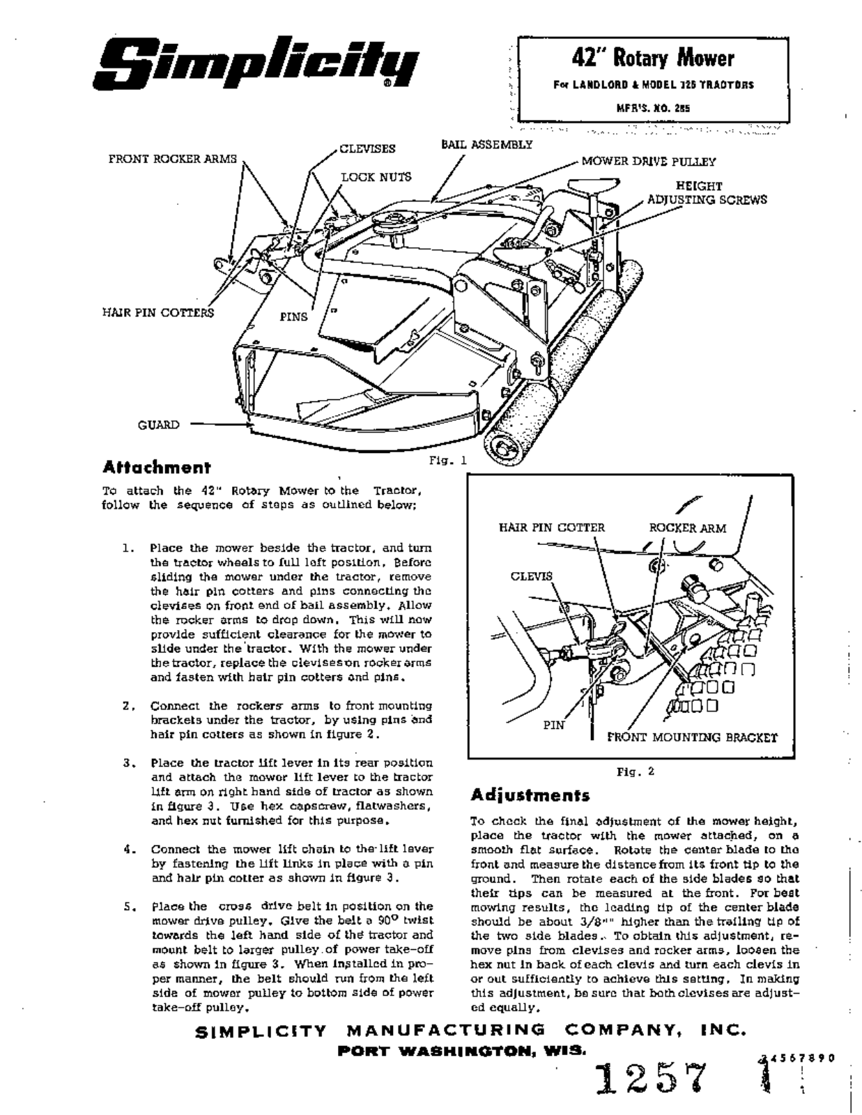 Snapper 1257 User Manual