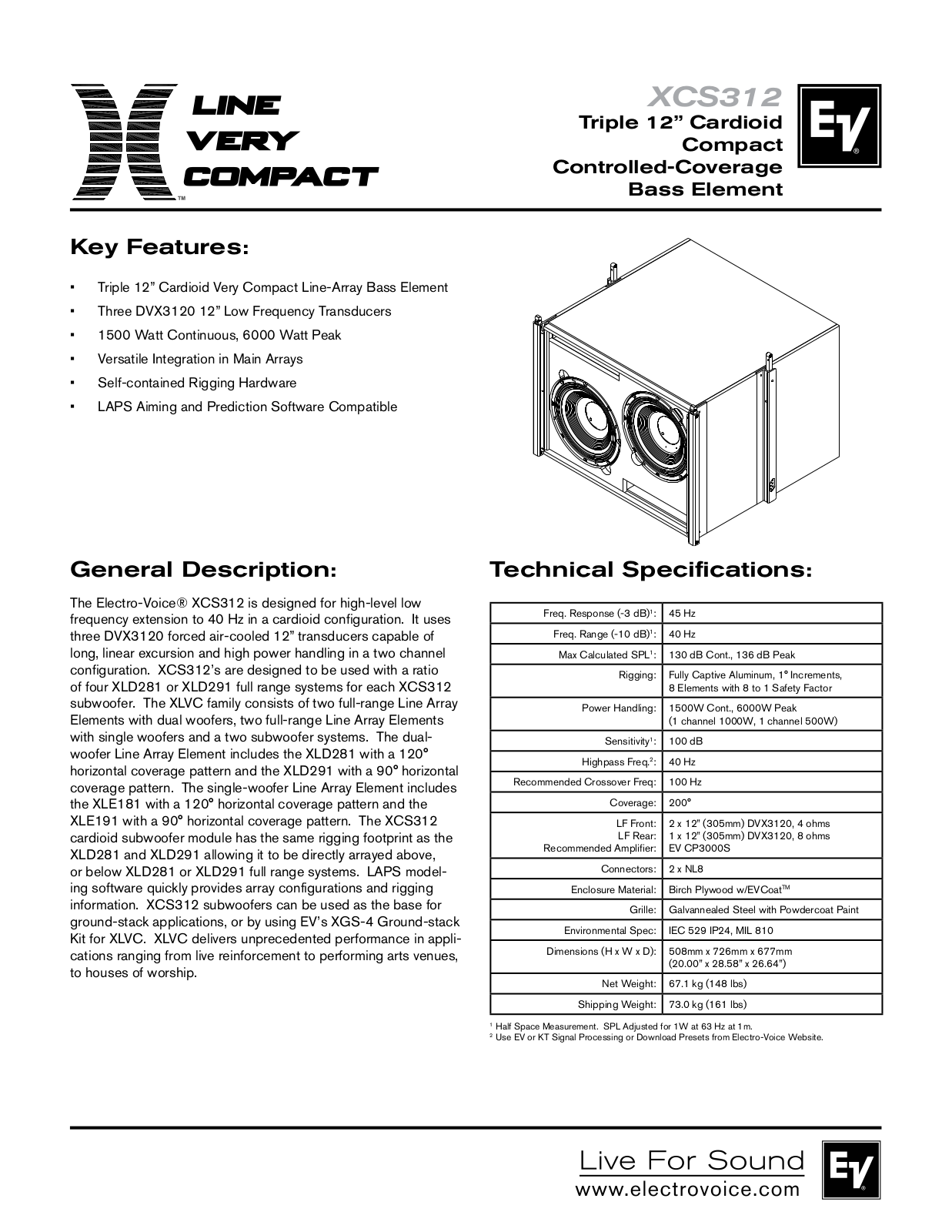 Electro-Voice XCS312 User Manual