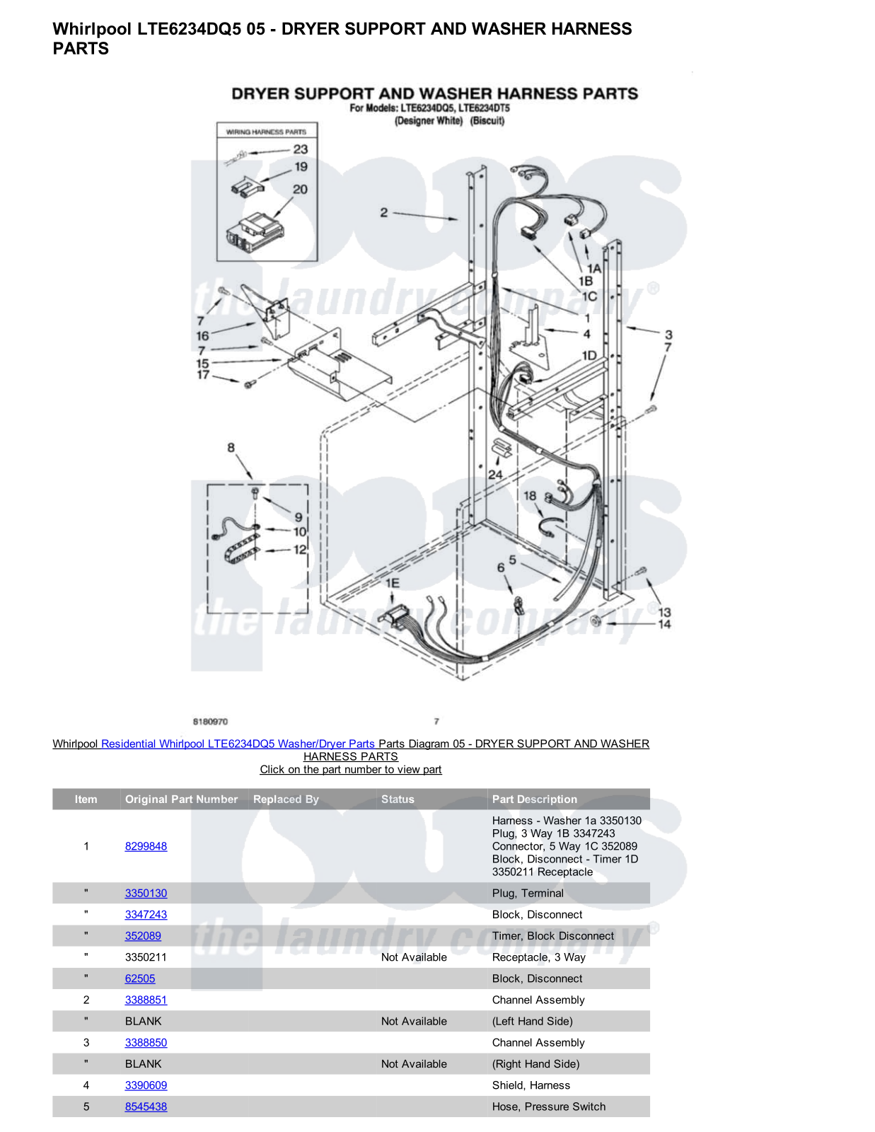 Whirlpool LTE6234DQ5/Dryer Parts Diagram