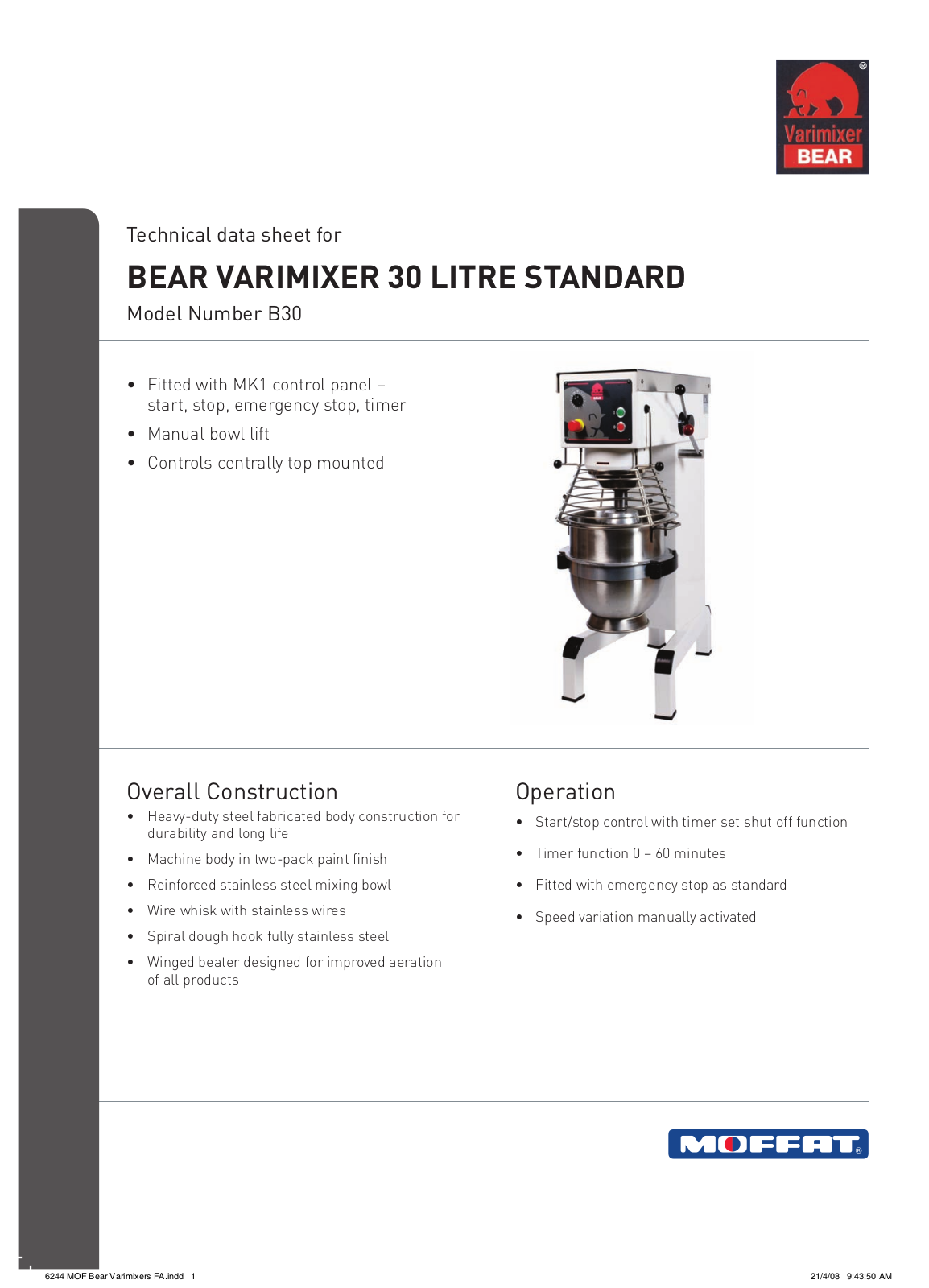 Moffat B30 User Manual