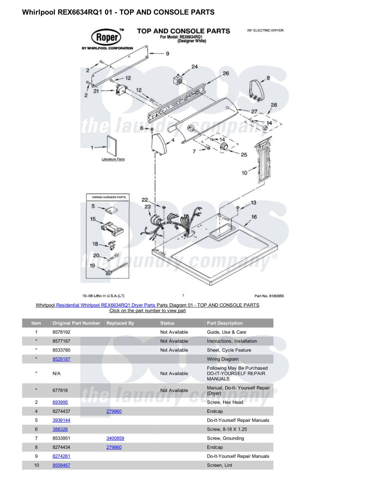 Whirlpool REX6634RQ1 Parts Diagram