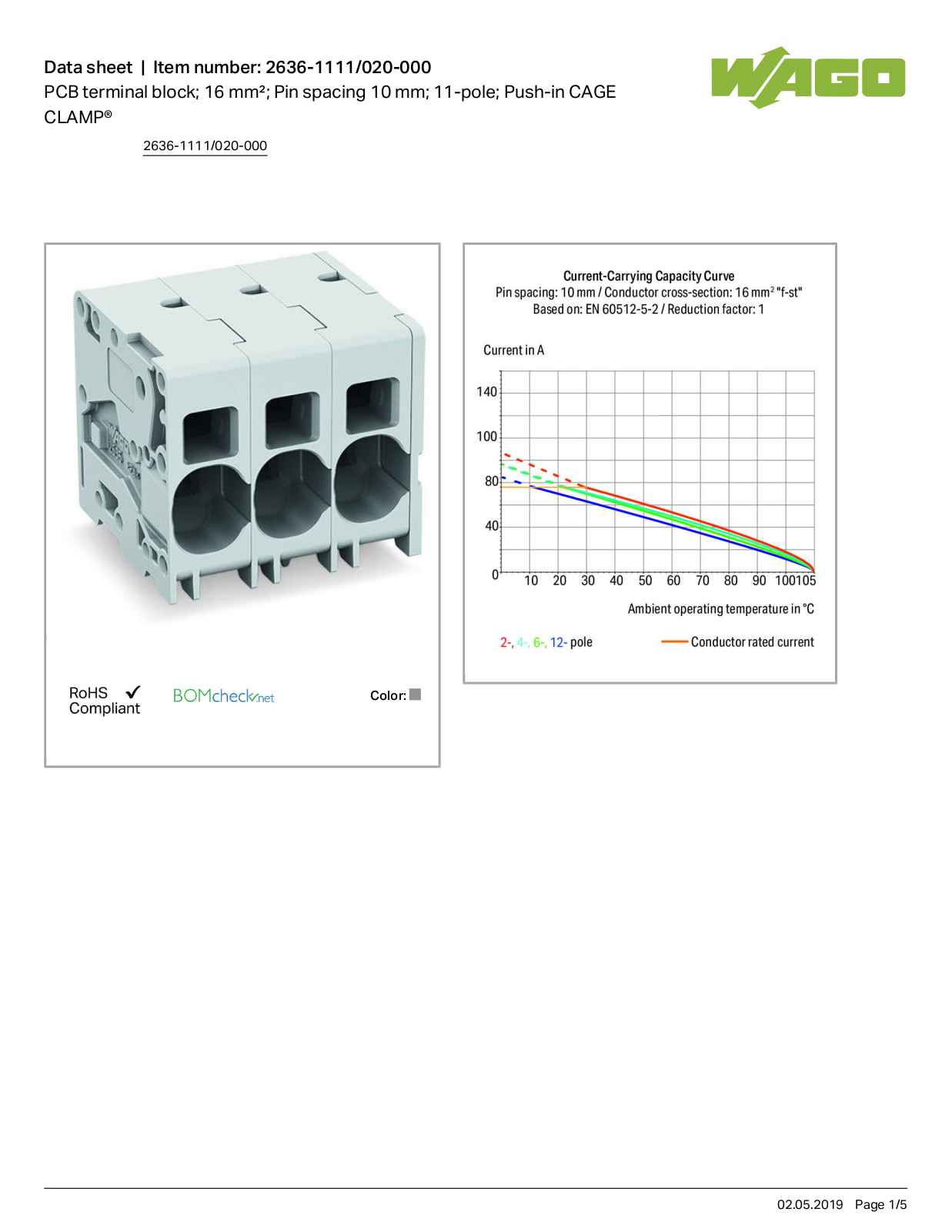 Wago 2636-1111/020-000 Data Sheet