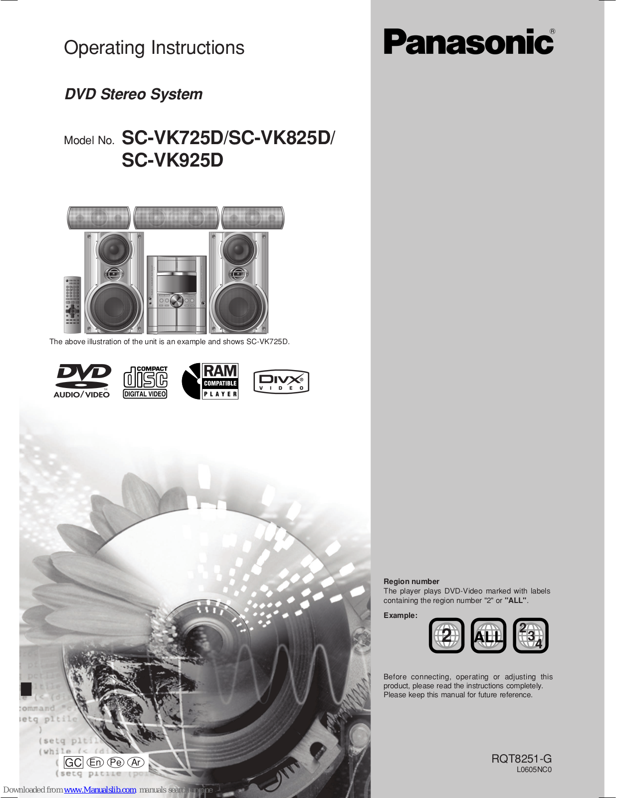 Panasonic SC-VK825D, SC-VK925D Operating Instructions Manual