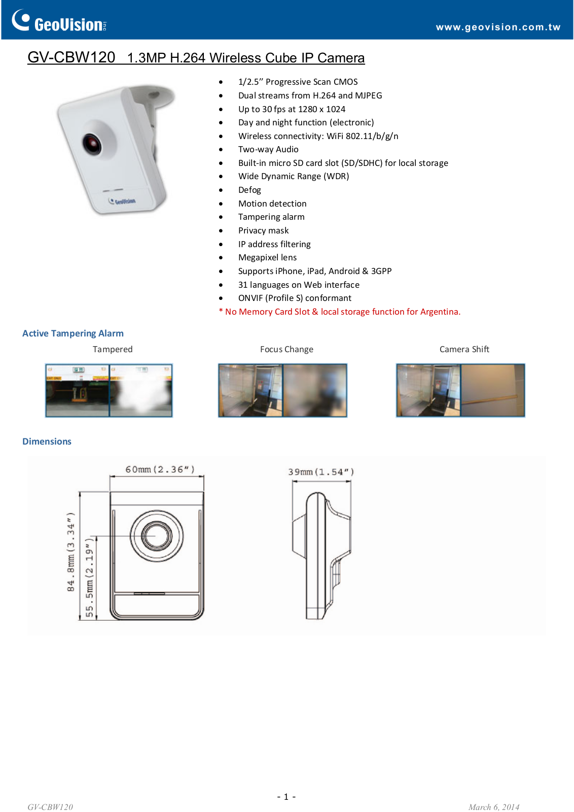 GeoVision CBW120 User Manual