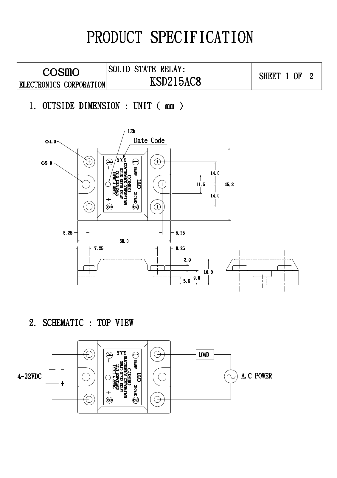 COSMO KSD215AC8 Datasheet