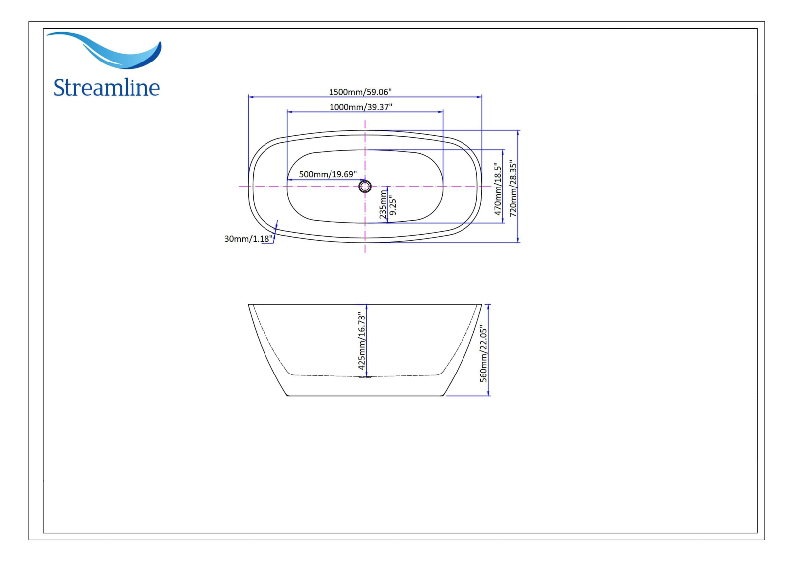 Streamline Bath SLBH7809 Dimensions - ManualMachine.com