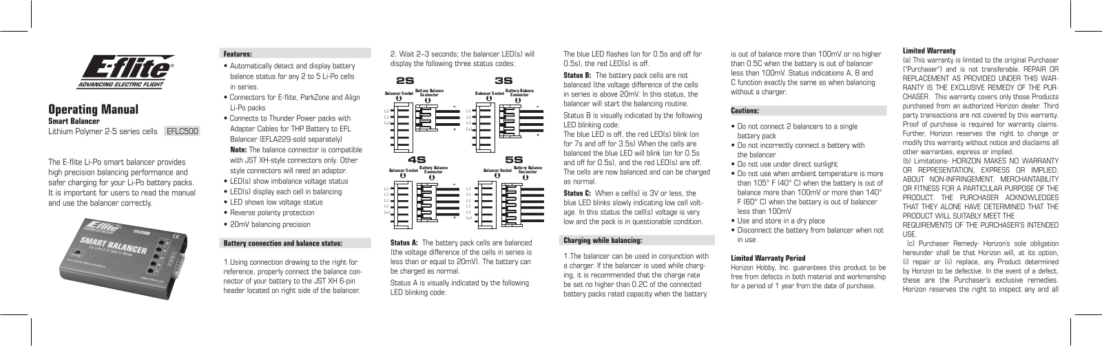 E-flite Smart Balancer, 2-5S Li-Po User Manual