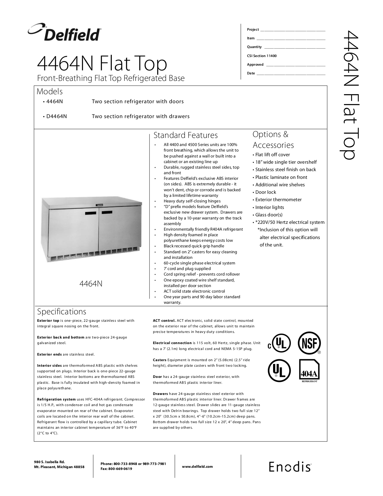 Delfield D4464N User Manual