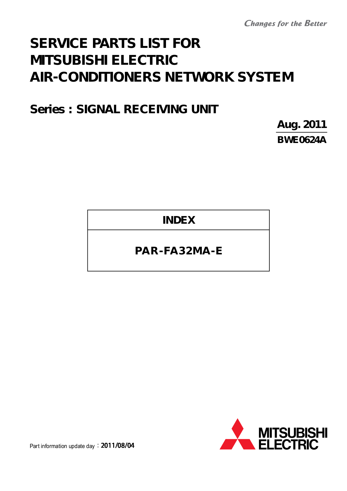 Mitsubishi Electronics PAR-FA32MA-E User Manual