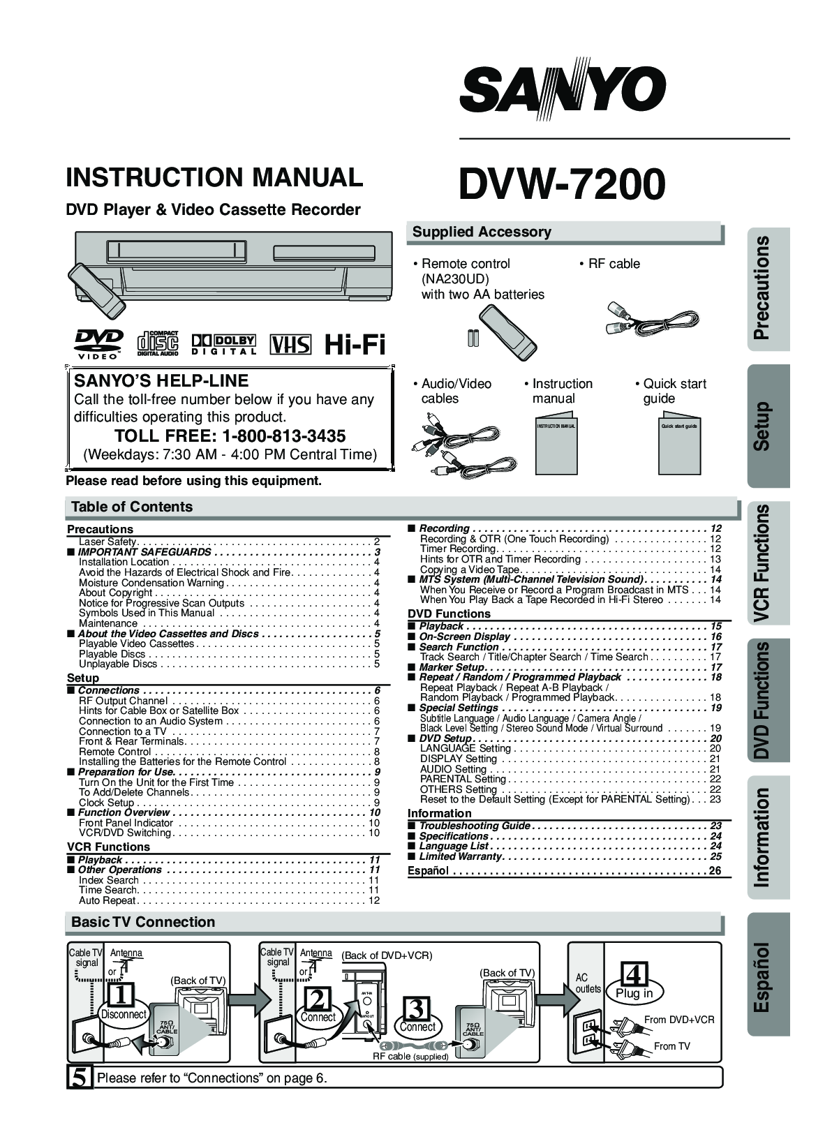 Sanyo DVW-7200 User Manual
