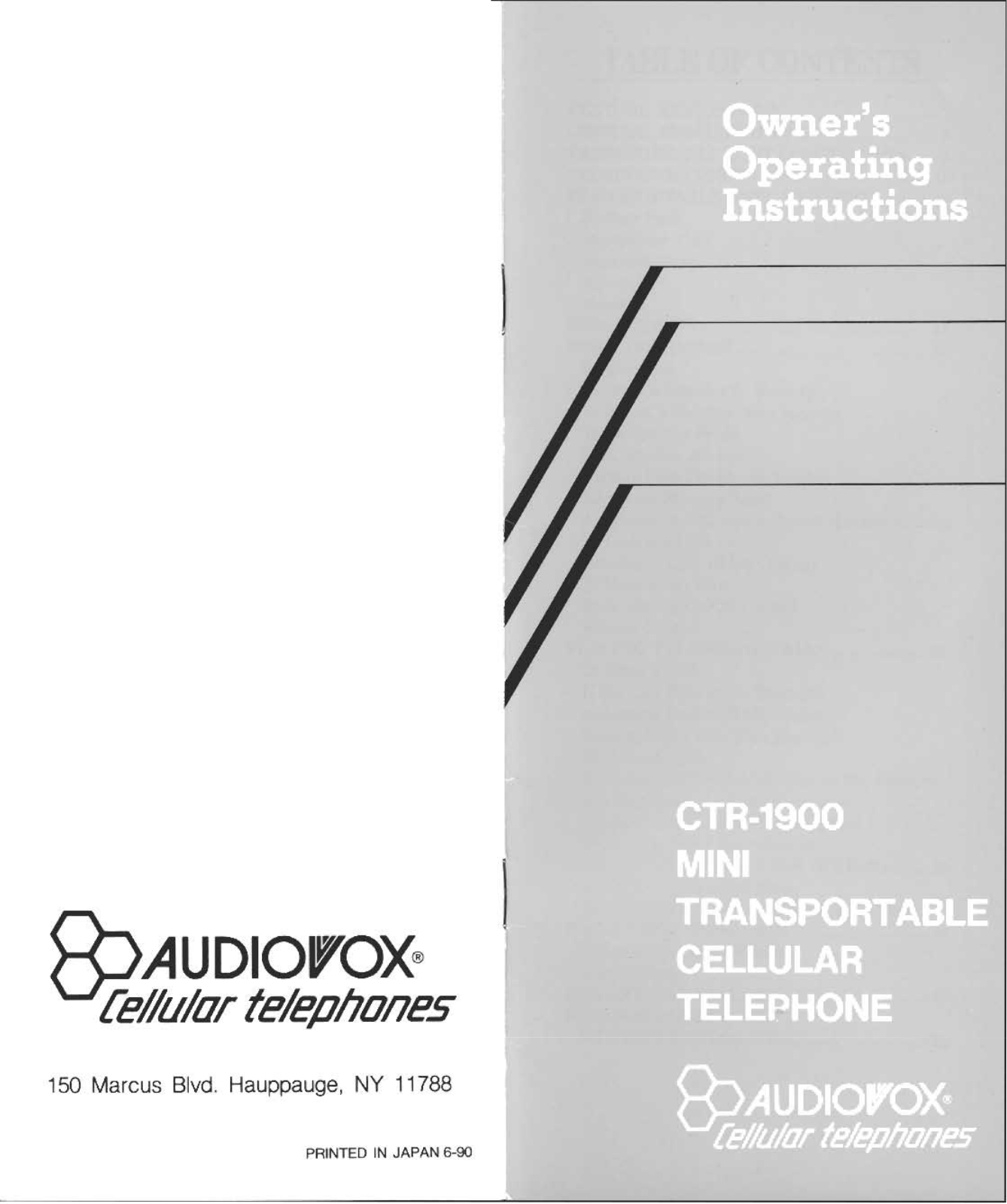 Audiovox CTR-1900 User Manual