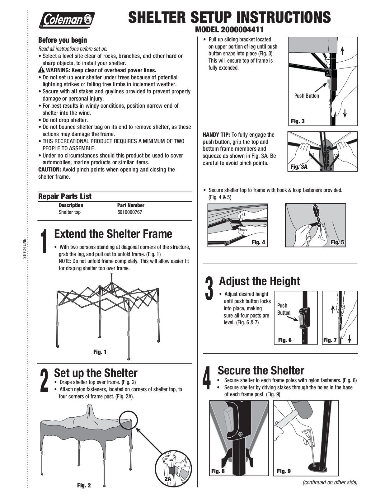 Coleman 2000004411 User Manual