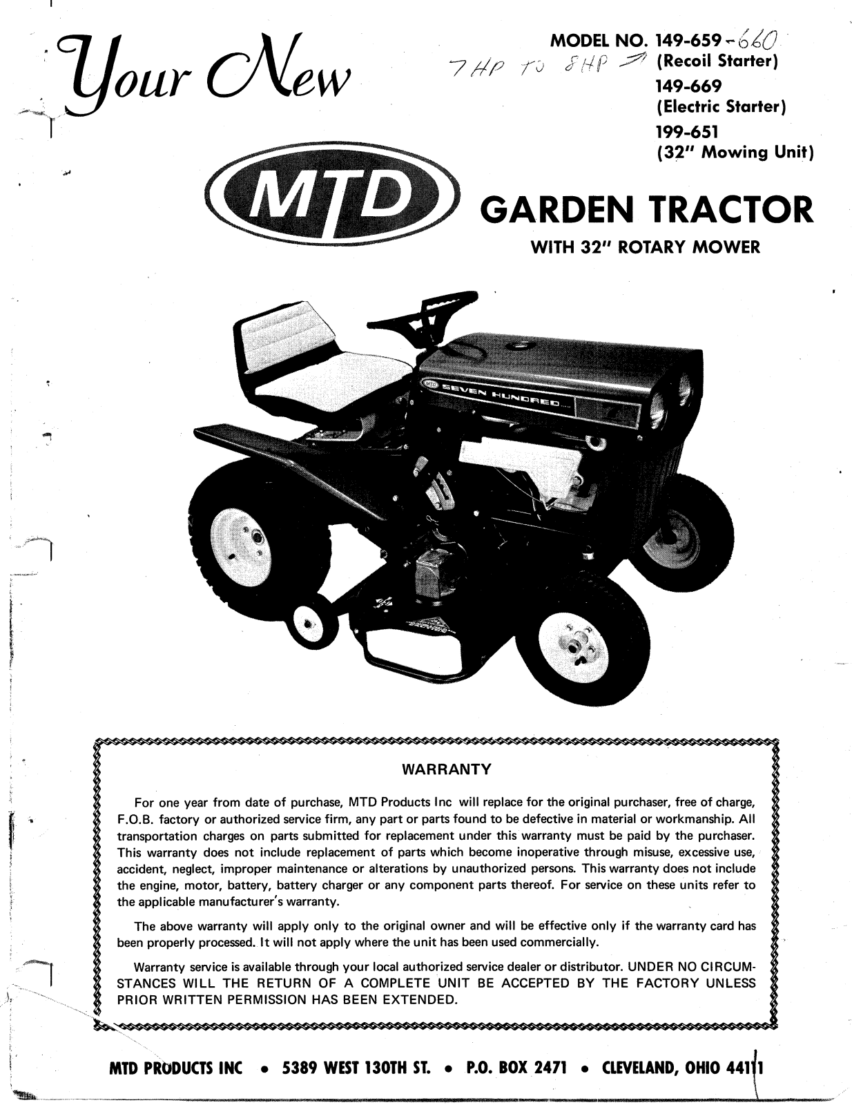 MTD 149-659, 149-669, 199-651 User Manual