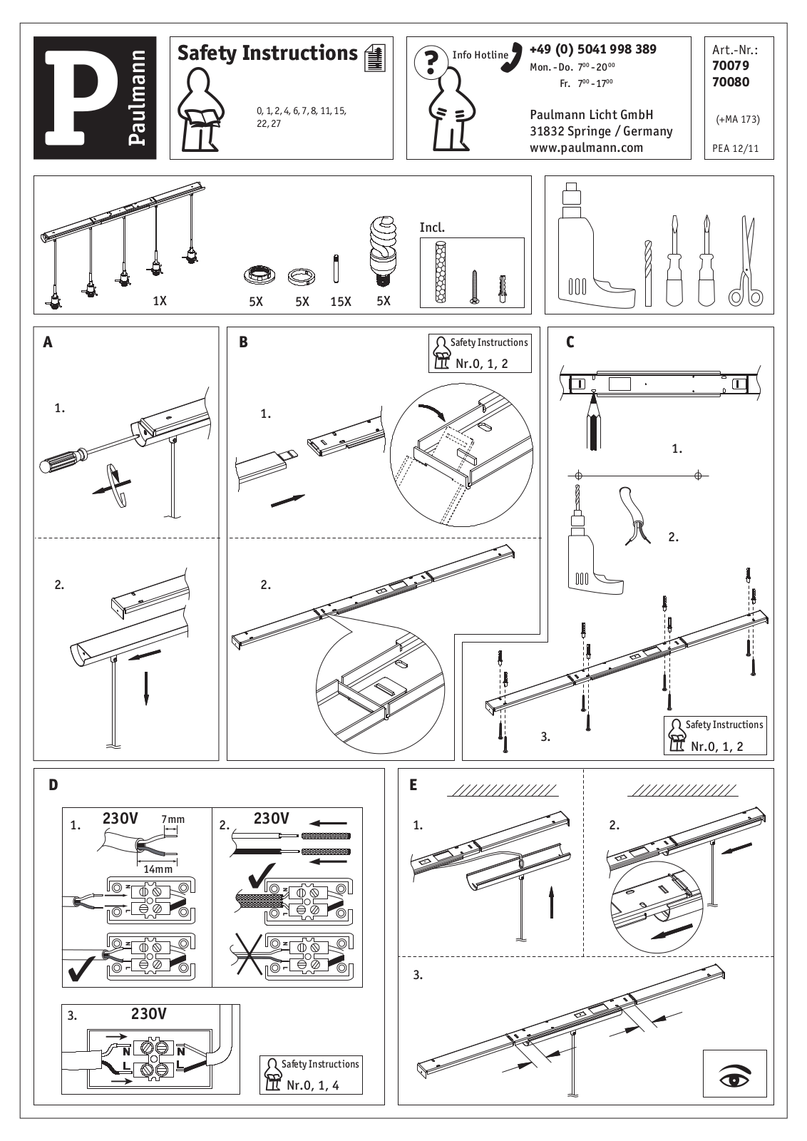 Paulmann 70080, 70079 Safety instructions - ManualMachine.com