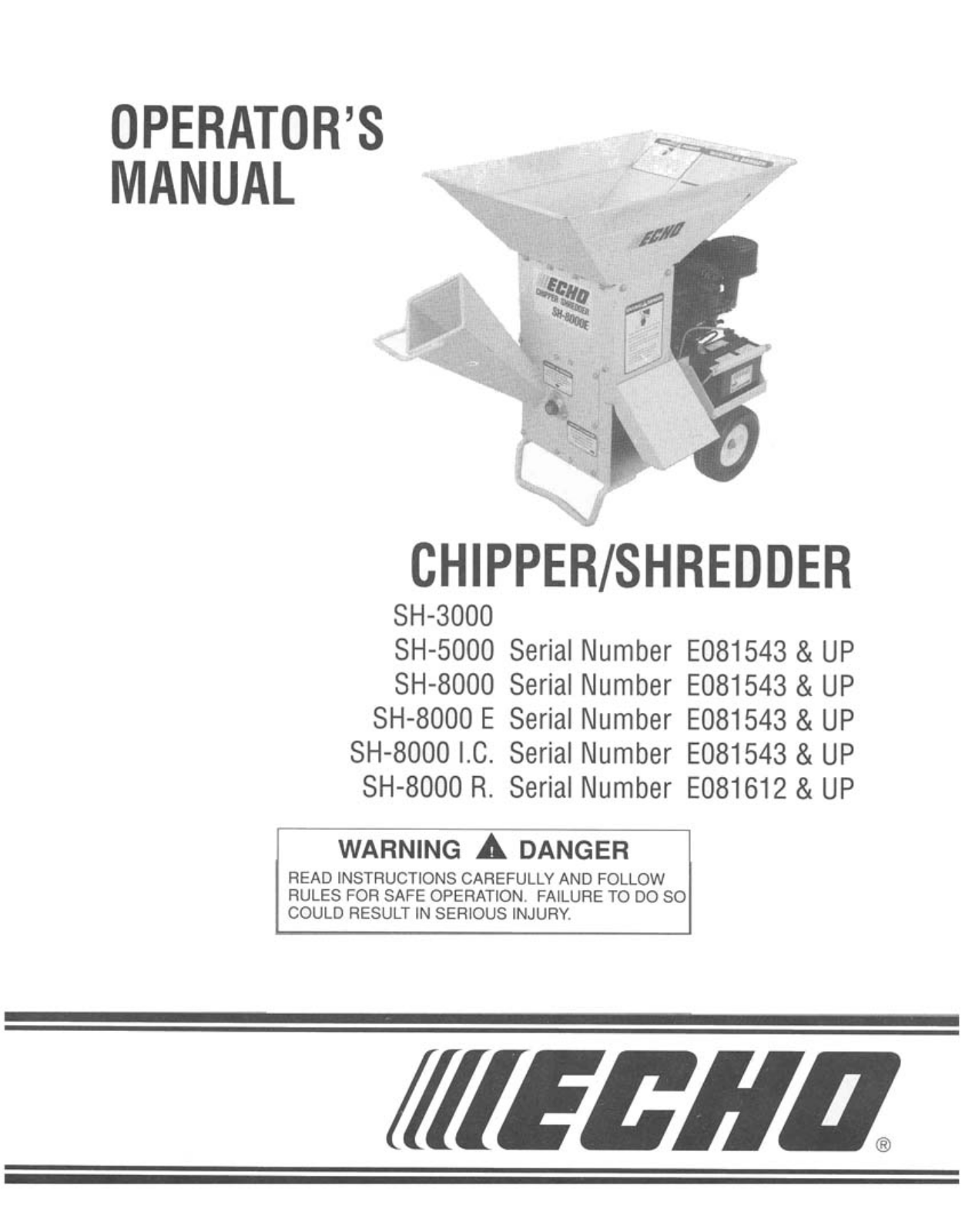 Echo SH-8000 R, SH-8000 IC, SH-8000 E, SH-8000, SH-5000 User Manual