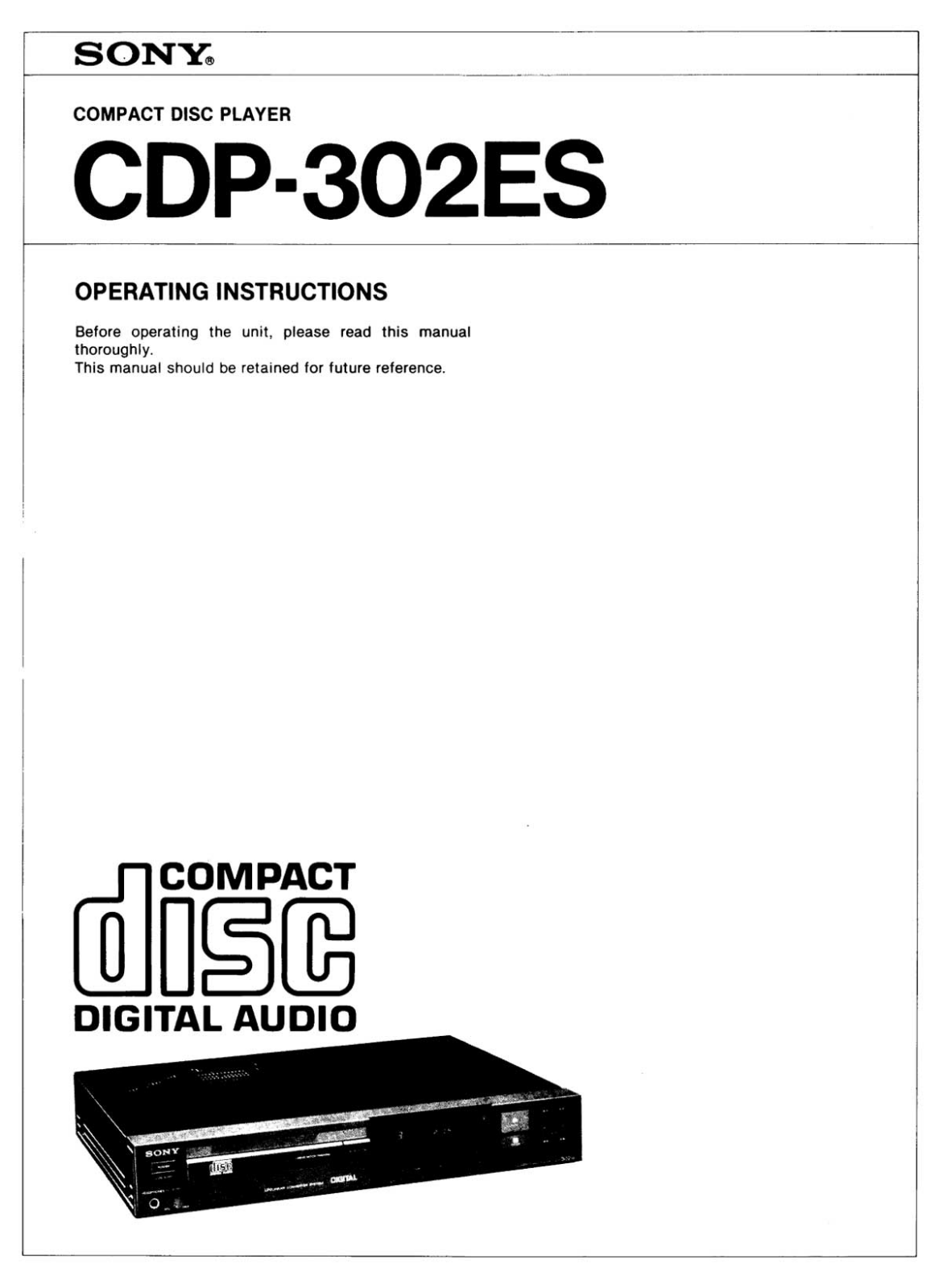 Sony CDP-302-ES Owners manual