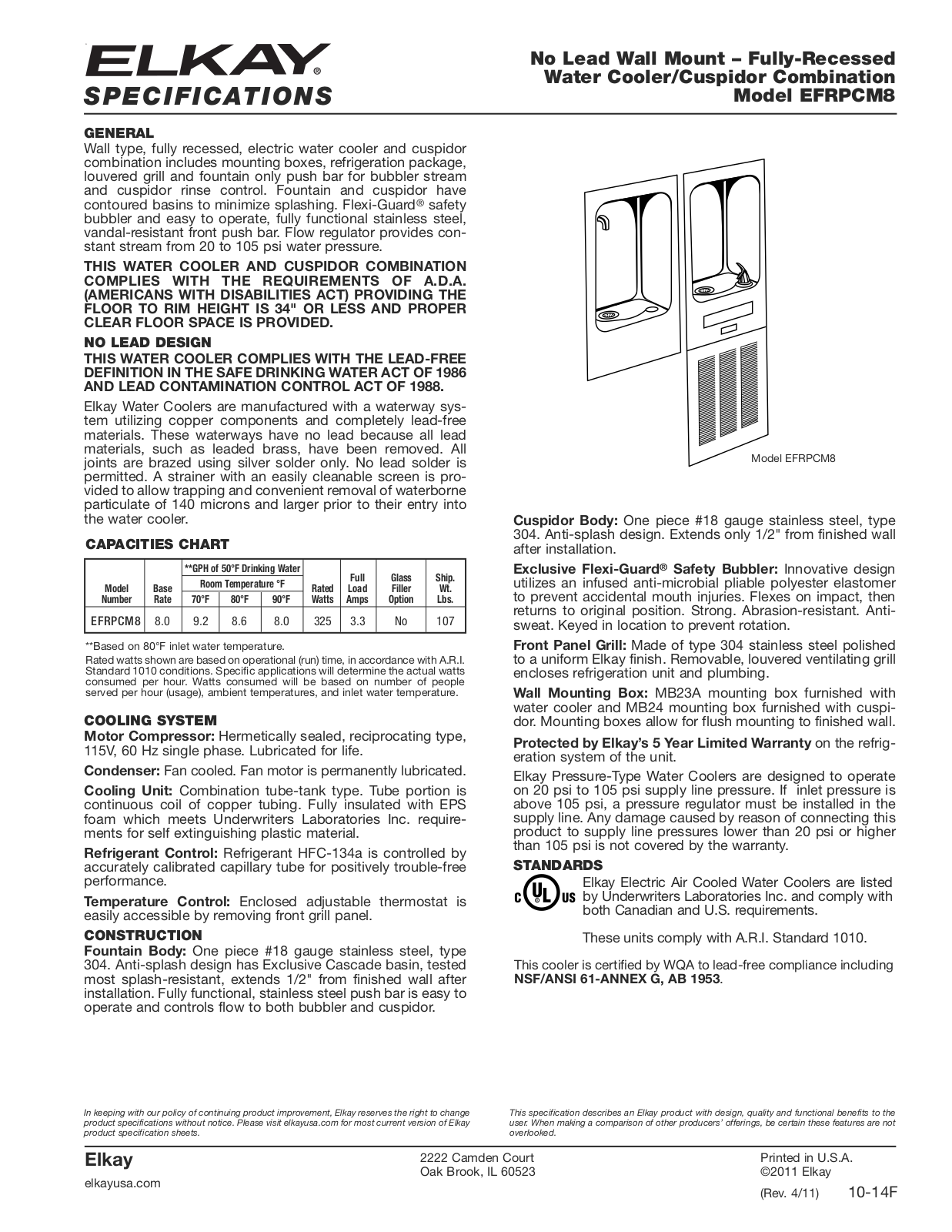 Elkay EFRPCM8 User Manual