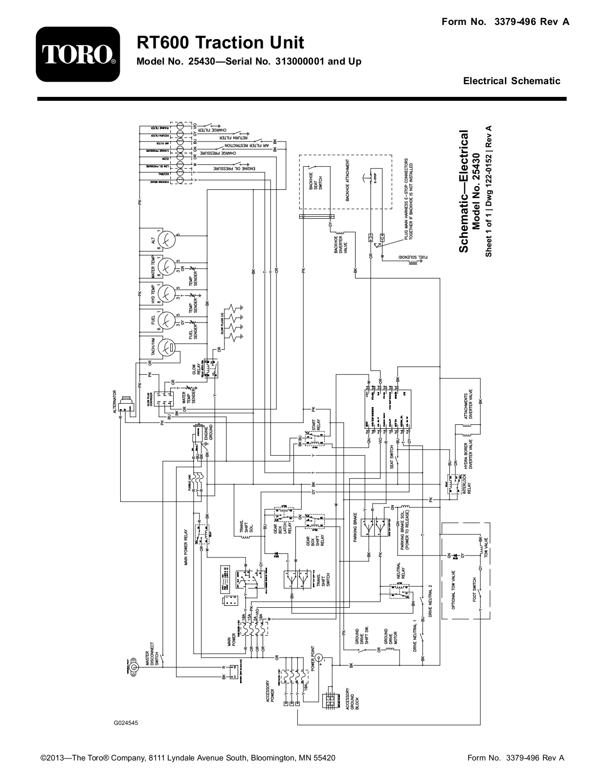 Toro 25430 Schematic Drawing