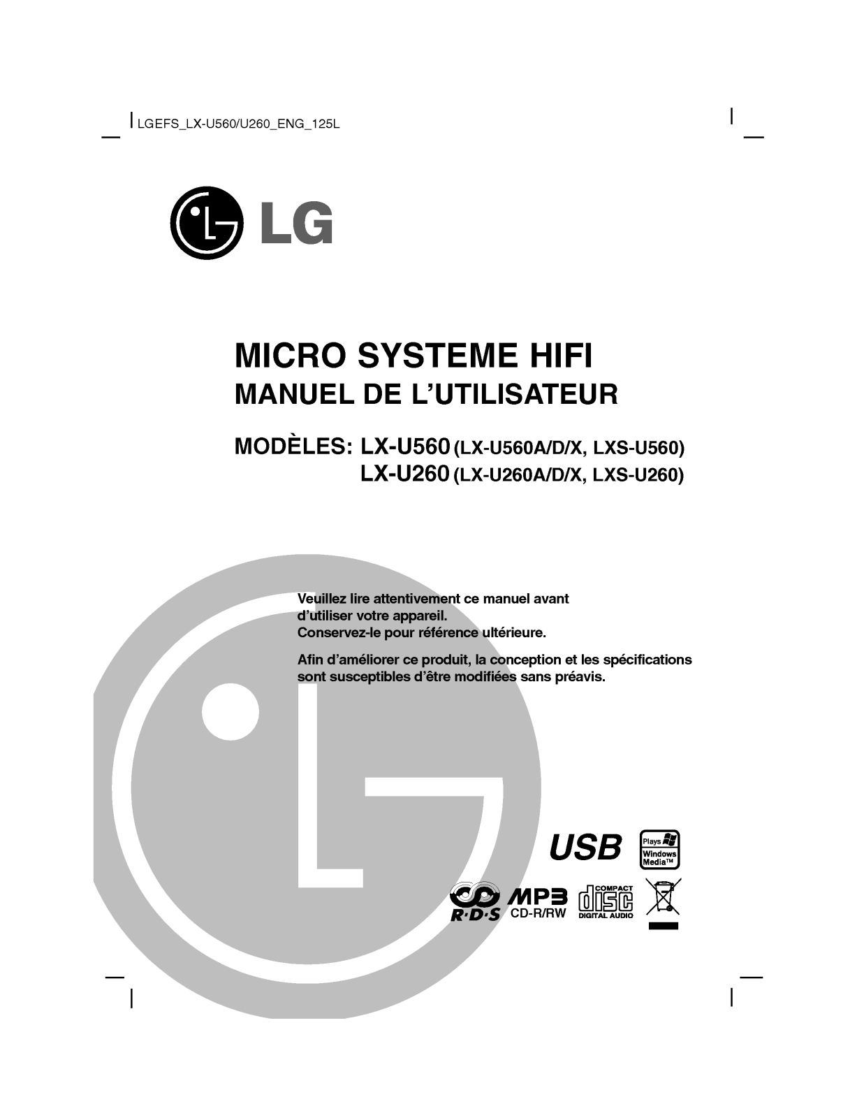 LG LX-U260D User Manual
