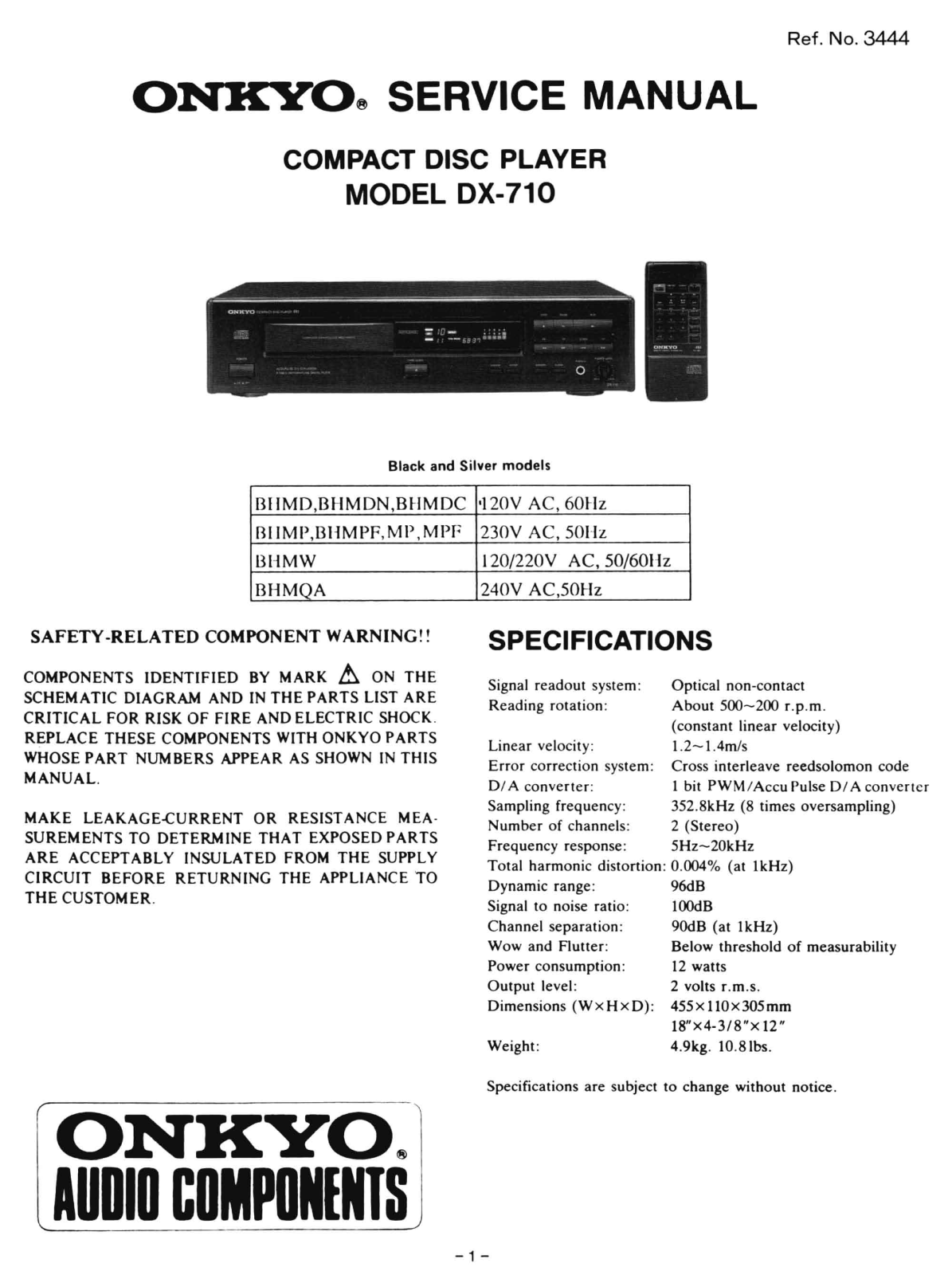 Onkyo DX-710 Service Manual