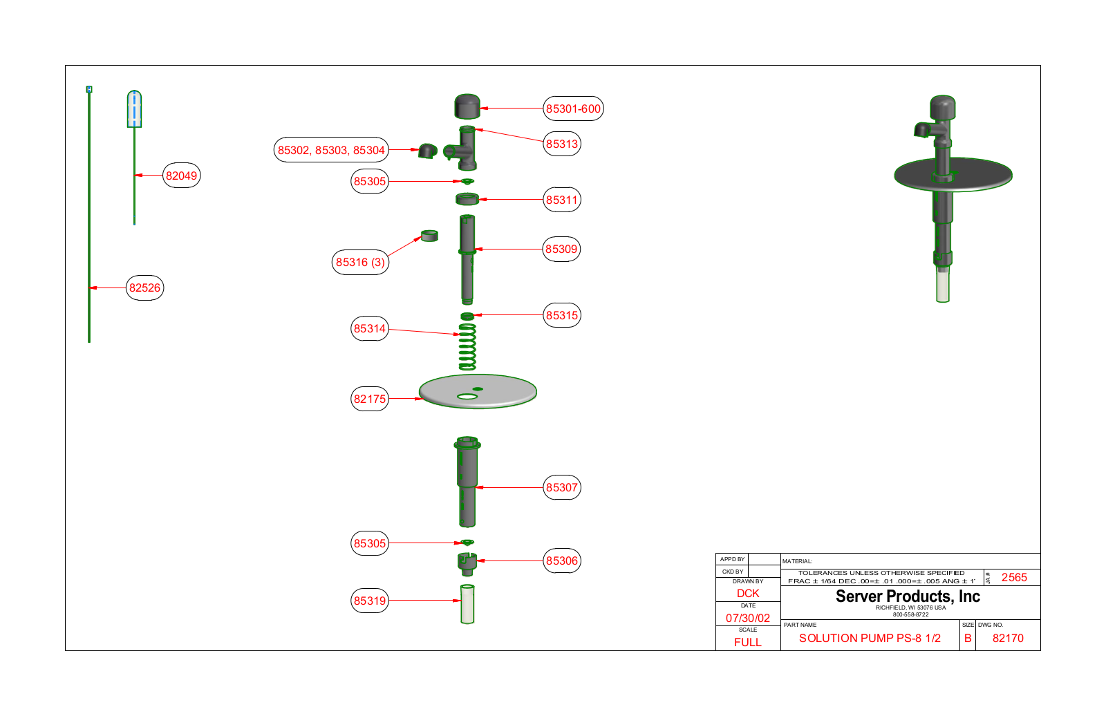 Server 82170 Parts List