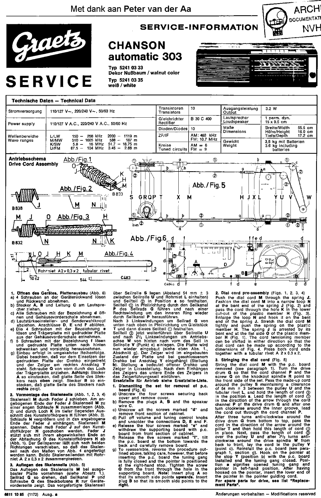 Graetz 303Chanson Schematic