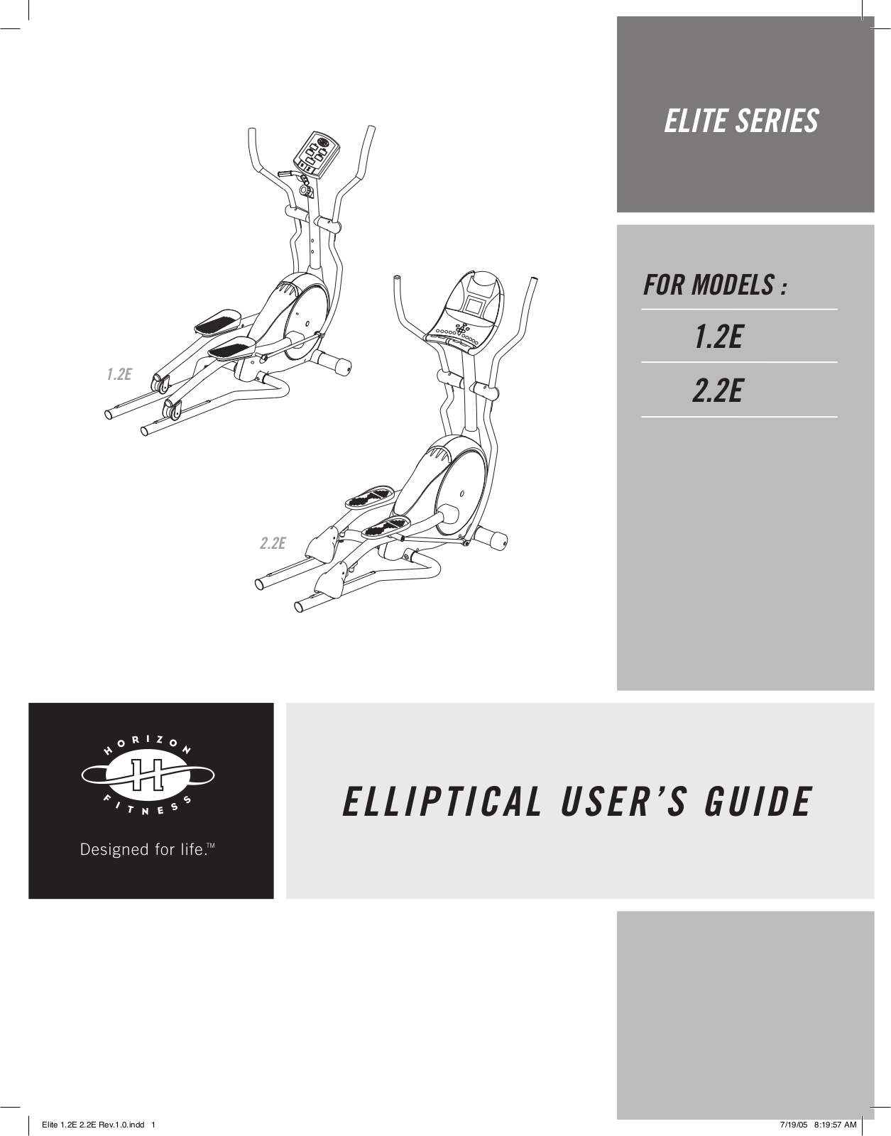 Horizon Fitness 1.2E, 2.2E User Manual