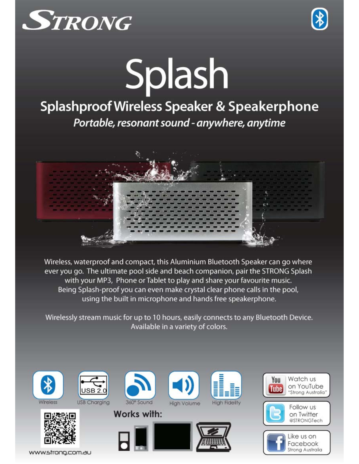 Strong SRTSPLASH, SRTSPLASHSILVER Specifications Sheet