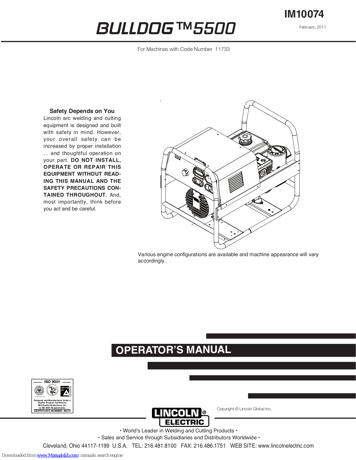 Lincoln Electric BULLDOG IM10074, BULLDOG 5500 Operator's Manual