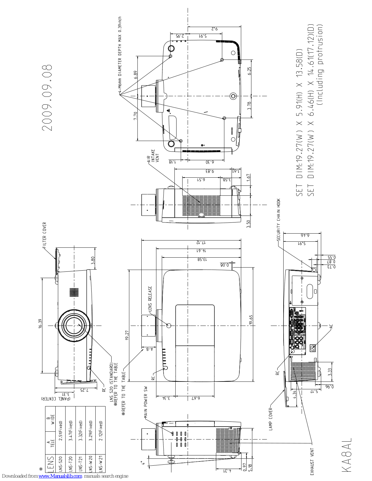 Sanyo PLC-XM100,PLC-XM150 Dimensional Drawing