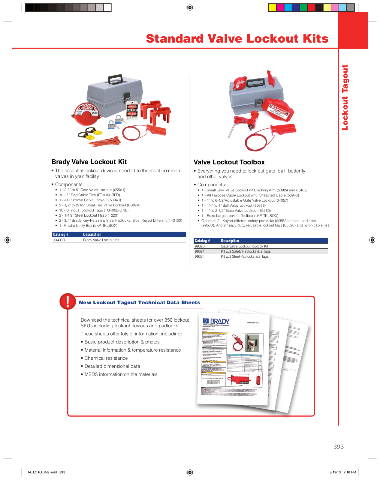 Brady Standard Valve Lockout Kits Catalog Page