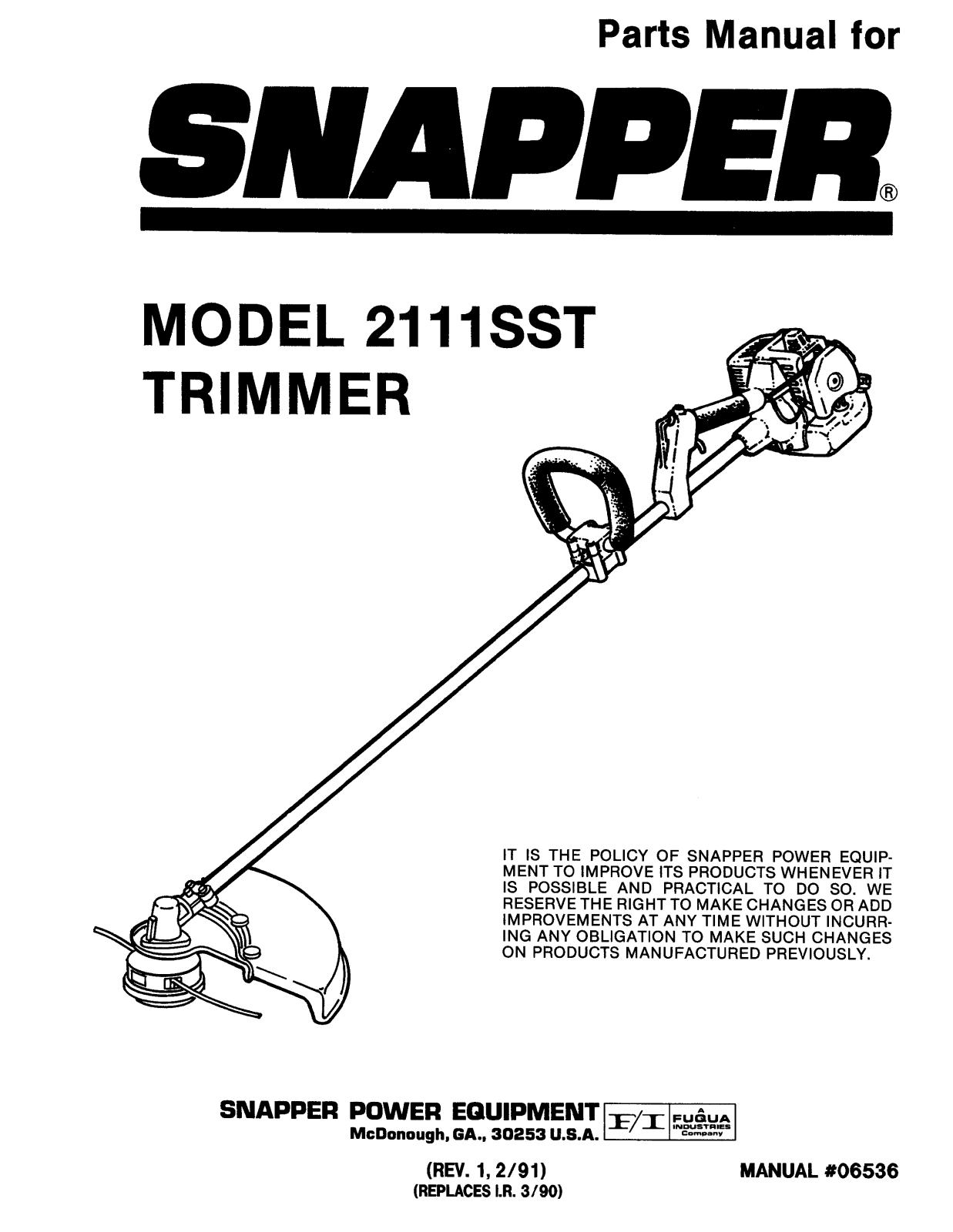 Snapper 2111SST User Manual