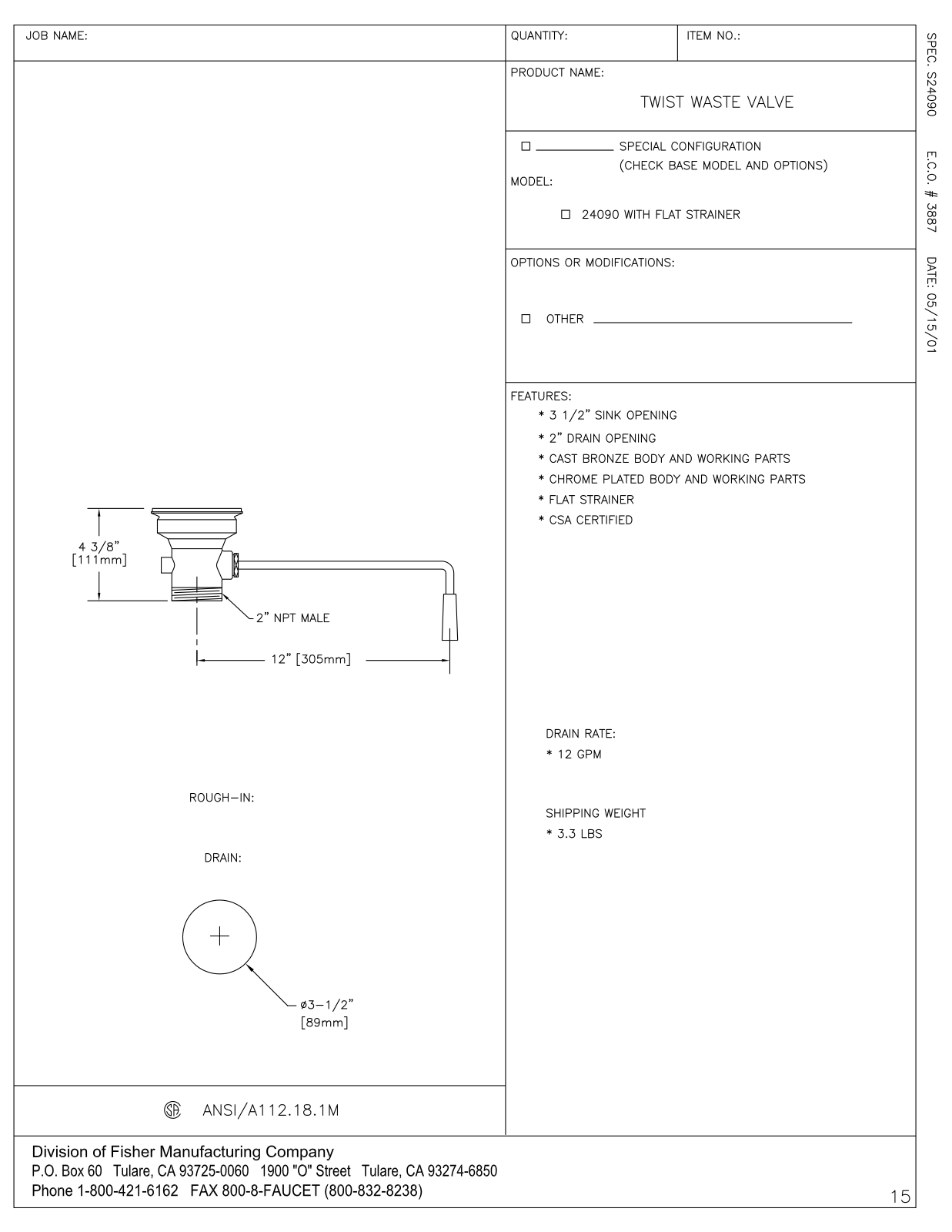 Fisher Manufacturing 24090 User Manual